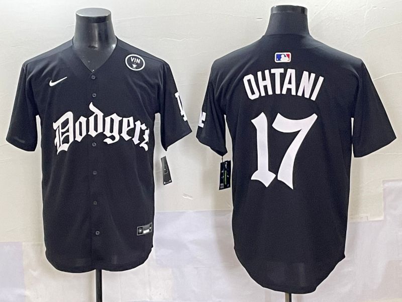 Men 2025 Los Angeles Dodgers #17 Ohtani Black Seventh generation Joint Name Nike MLB Jersey style 12